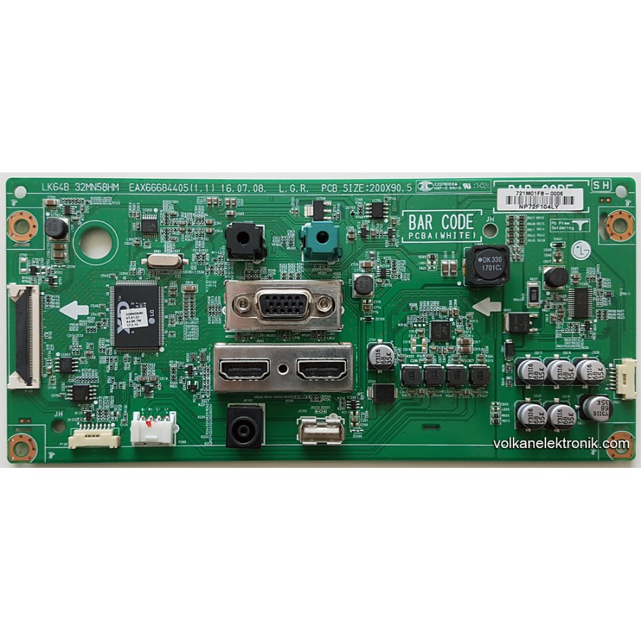 721M01FB-0006 LK64B 32MN58HM EAX66684405 1.1 LGM320EB41 LG 32MN58HM-P ANAKART MAIN BOARD 721M01FB-0006 LK64B 32MN58HM EAX66684405 1.1 LGM320EB41 LG 32MN58HM-P ANAKART MAIN BOARD