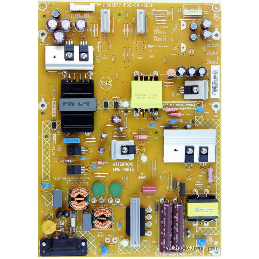 715G6677-P02-001-002H, PLTVFQ391XAD9, P43040200, TPT430U3-EQYSHM.G, PHILIPS 43PUK4900/12, Power Board, Besleme Kartı ,Psu