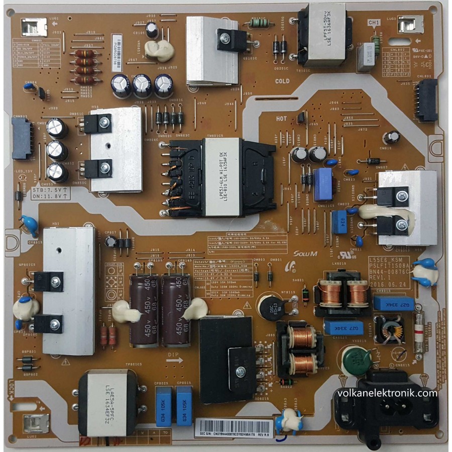 BN44-00876C ,REV1.1 ,L55E6_KSM ,PSLF171S08A ,SAMSUNG UE49KU7500 ,POWER BOARD ,PSU
