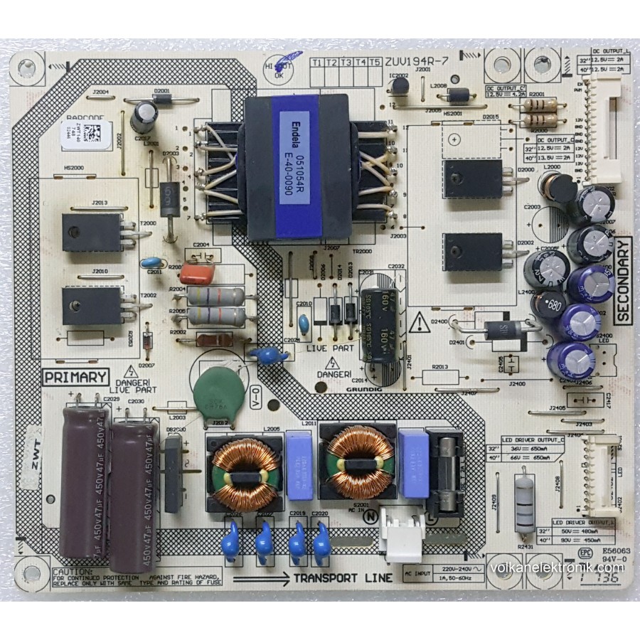 ZWT140 ZUV194R-7 BEKO B40L 5745 4B POWER BOARD BESLEME